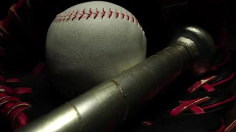 A baseball and equipment with a moving light follow Stock Footage 224319593