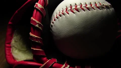 A baseball and equipment with a moving light follow Vídeos de archivo 224320023