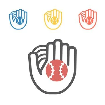Baseball and glove. Vector sport signs for web graphics. Stock Illustration