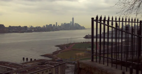 Baseball and the Manhattan Skyline Stock Footage 35514110