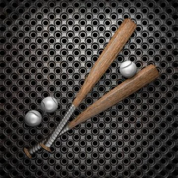 Baseball and metal wall background Stock-Illustration