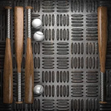 Baseball and metal wall background Stock-Illustration