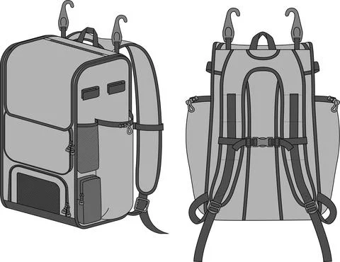 Baseball Back pack Mock up Sublimated Vectors Stock Illustration