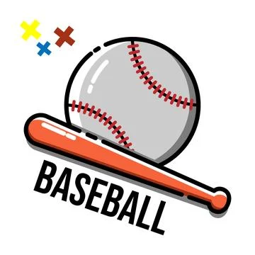 Baseball ball and bat design for sport logo or game Illustrazione stock