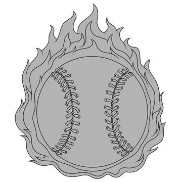 Baseball ball and grayish fire Stock Illustration