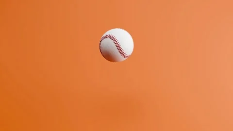 Baseball Ball Bouncing Seamless Loop on Orange Background, 3D Animation Stock Footage 330940707
