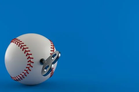 Baseball ball with clockwork key Illustrazione stock