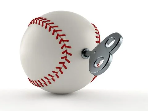 Baseball ball with clockwork key Illustrazione stock