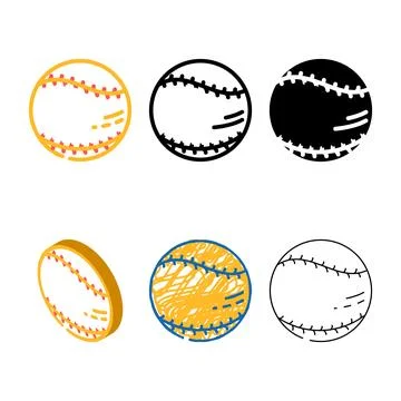 Baseball ball color icon vector multistyle Stock Illustration
