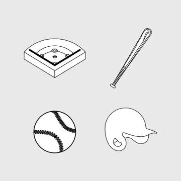 Baseball ball field bat hat Illustrazione stock