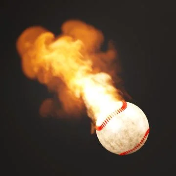 Baseball ball in the fire on black background Stock Illustration