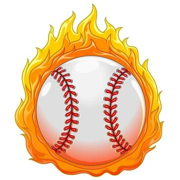 Baseball ball with fire in color Stock Illustration