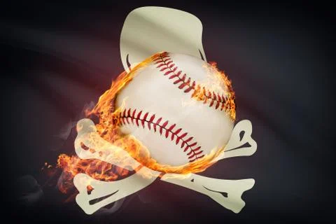 Baseball ball with flag on background series - jolly roger Stock Illustration