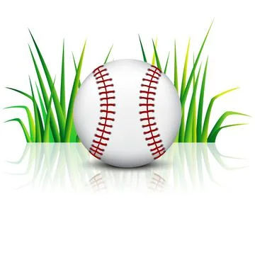 Baseball ball on green grass Stock Illustration