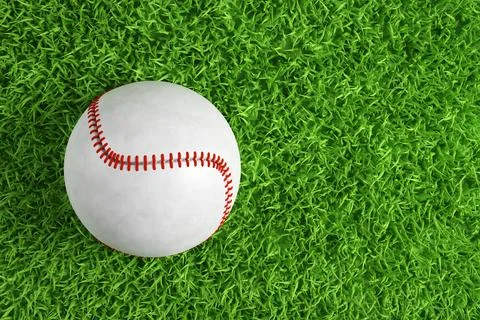 Baseball ball on green grass Stock Illustration