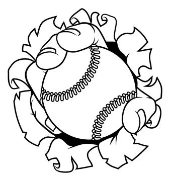 Baseball Ball Hand Ripping Background Stock Illustration