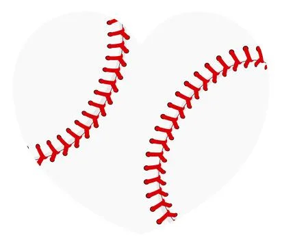 Baseball Ball Heart Shape Concept 스톡 일러스트