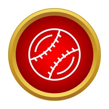 Baseball ball icon in red gold circle button Stock Illustration
