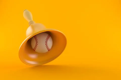 Baseball ball inside handbell Stock Illustration