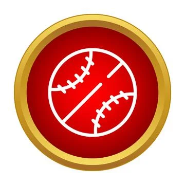 Baseball ball outline icon in red gold circle 스톡 일러스트