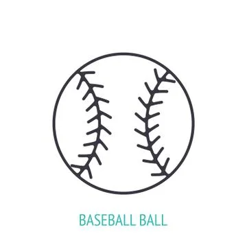 Baseball ball outline icon. Vector illustration. Sports equipment. Stock Illustration