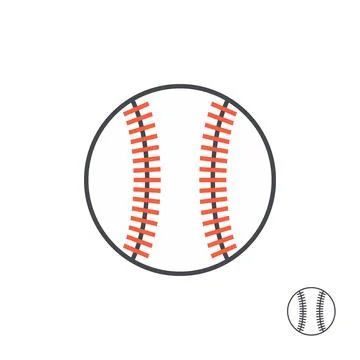 Baseball ball with red stitches Stock Illustration