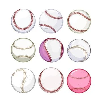 Baseball ball set cartoon vector illustration Stock Illustration