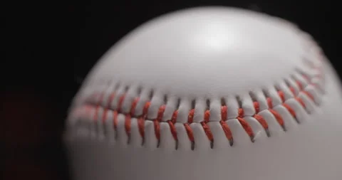 Baseball ball in studio close-up, macro, with smoke 4K, slow-motion Stock Footage 246430566