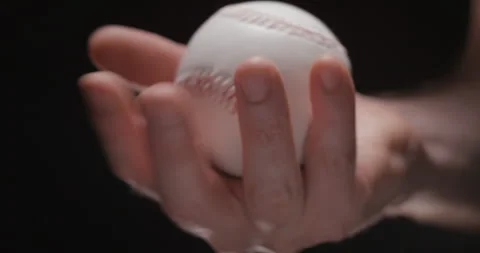 Baseball ball in studio close-up, macro, with smoke 4K, slow-motion Stock Footage 246430781