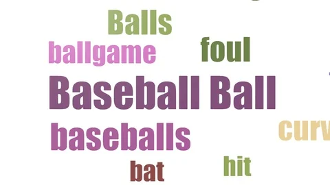 Baseball Ball Tag Cloud Animated Isolated On White 스톡 동영상 103656122