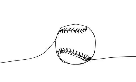 Baseball ball vector illustration on a white background. Continuous line drawing Stock Illustration
