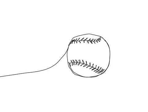 Baseball ball on a white background. Continuous line drawing style. Stock Footage 114118727