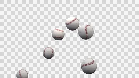 Baseball balls fountain – 3d render with alpha channel. Vídeos de archivo 333670504