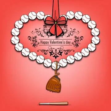 Baseball balls laid out in the shape of the heart Stock Illustration