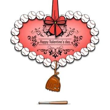 Baseball balls laid out in the shape of the heart Stock Illustration