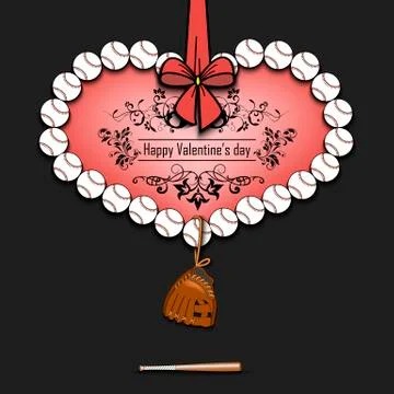 Baseball balls laid out in the shape of the heart Stock Illustration