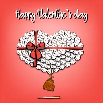 Baseball balls laid out in the shape of the heart Stock Illustration