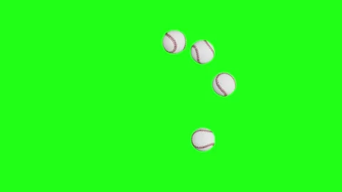 Baseball Balls Loading Spinner, Loop 3D Render Animation on Green Screen Stock Footage 340326233