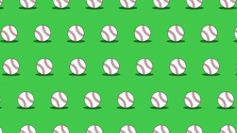 Baseball balls seamless loop pattern on a green background 스톡 동영상 174309549
