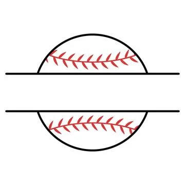 Baseball banner design, featuring red stitches and bold black Baseball bars Stock Illustration