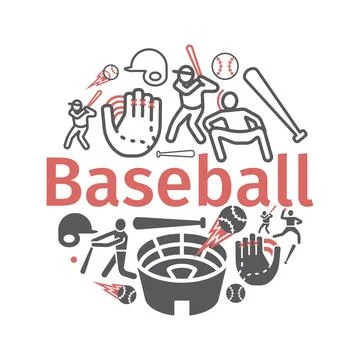 Baseball banner, line icons. Vector sport signs for web graphics. 스톡 일러스트