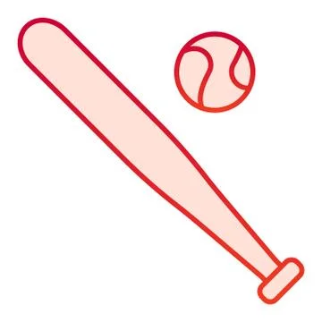 Baseball bat and ball flat icon. Sport equipment vector illustration isolated on Stock Illustration