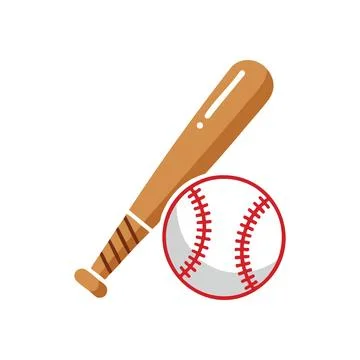 (Baseball Bat and Ball Icon. Clean graphic depicting essential sporting equ.. Illustrazione stock