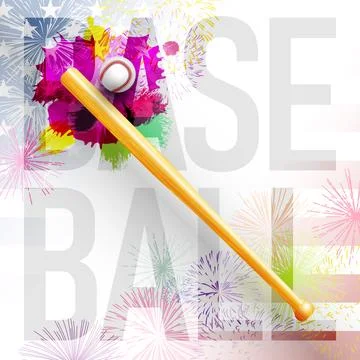 Baseball bat and ball Stock Illustration