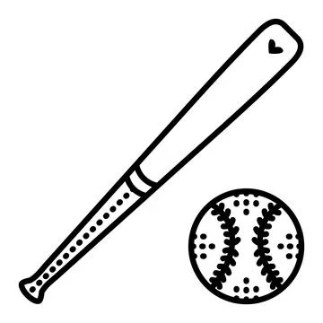 Baseball bat and ball Illustrazione stock