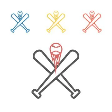 Baseball bat and ball line icon. Vector signs for web graphics. Stockillustratie