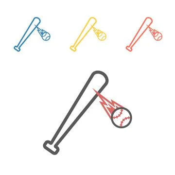 Baseball bat and ball line icon. Vector signs for web graphics. 스톡 일러스트
