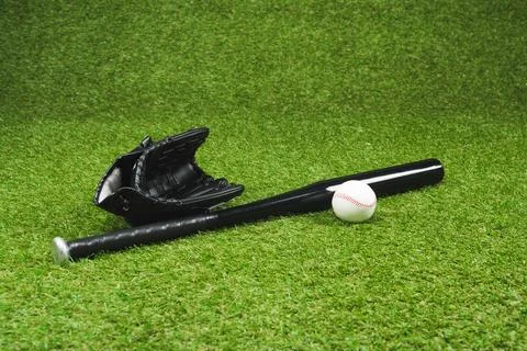 Baseball bat and ball Stock Photos