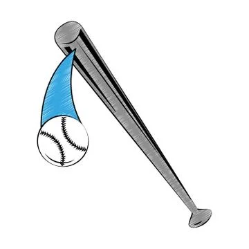Baseball bat and ball scribble Illustrazione stock