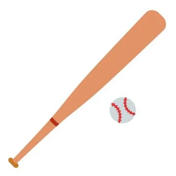 Baseball bat and ball. Simple sports equipment design for team games and at.. Stock Illustration